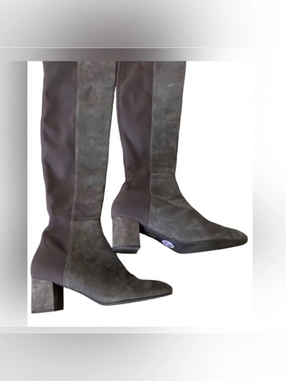 Stuart Weitzman Gillian 60 City Suede Over-The-Knee Boots Charcoal Gray Size 8.5